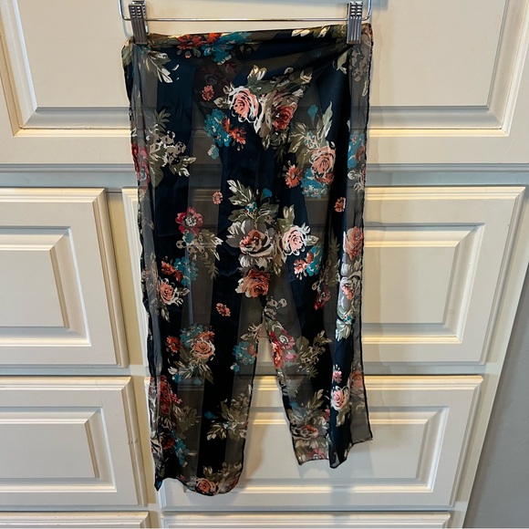 Floral Black & Sheer Scarf - Picture 1 of 4